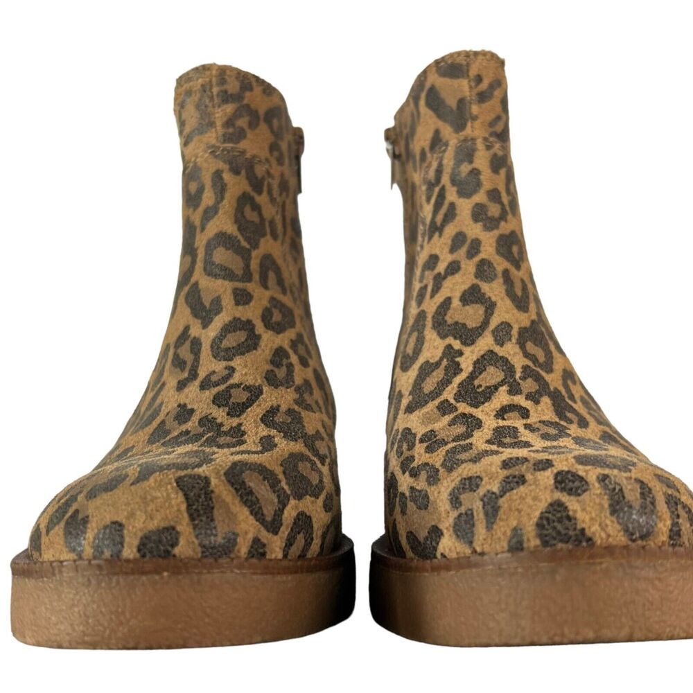 Lucky Brand Ressy Ankle Booties Womens 6M Tan Black Leather Animal Print Boots - Picture 7 of 16